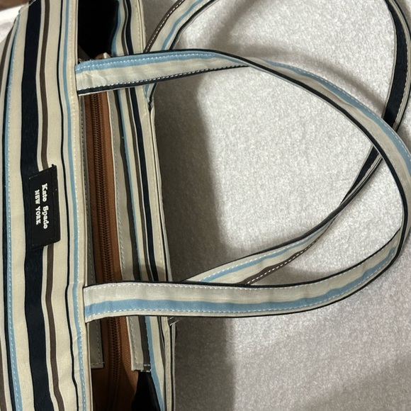 -SOLD-Kate Spade Stripped Canvas Tote Bag - Picture 5 of 15